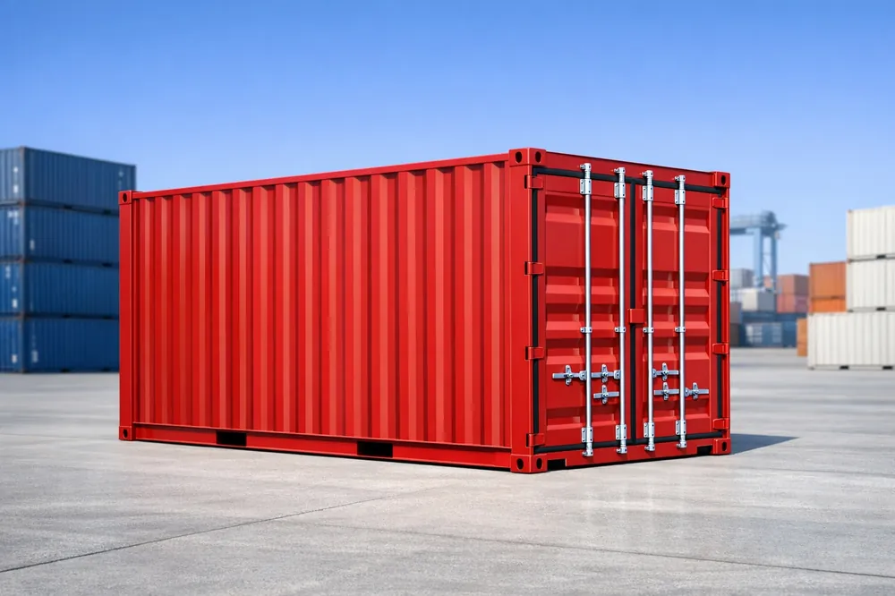 One-trip 20ft red painted shipping container