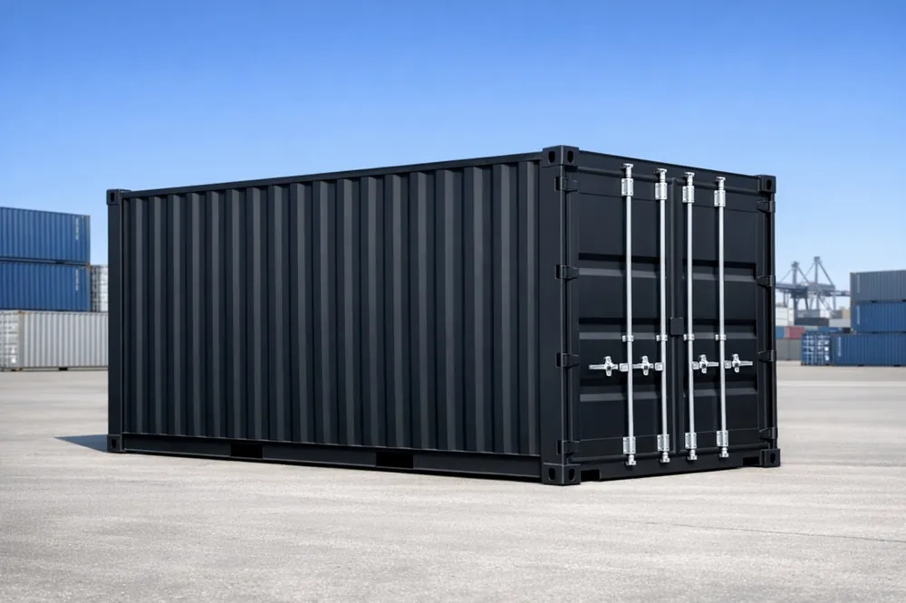 One-trip 20ft black painted shipping container